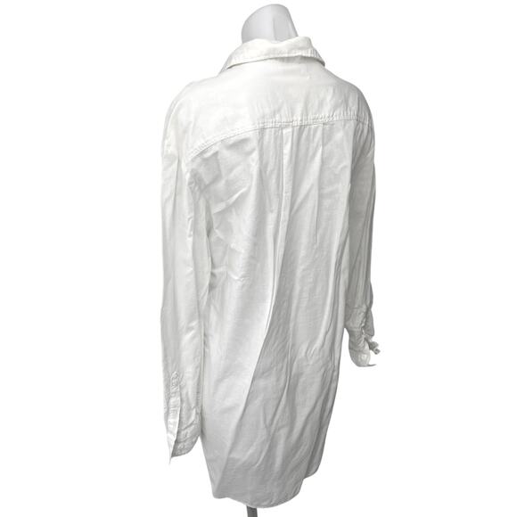 NEW H&M L.O.G.G Womens White Linen Long Sleeve Button Up Shirt Mini Dress Size 6 - Picture 2 of 4